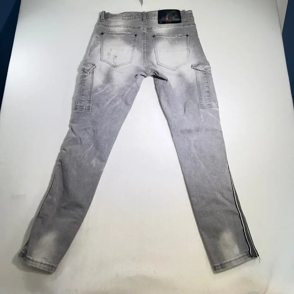 Heritage America 1776 Denim Jeans Men's 32w x 32L Grey Cargo Distressed Designer